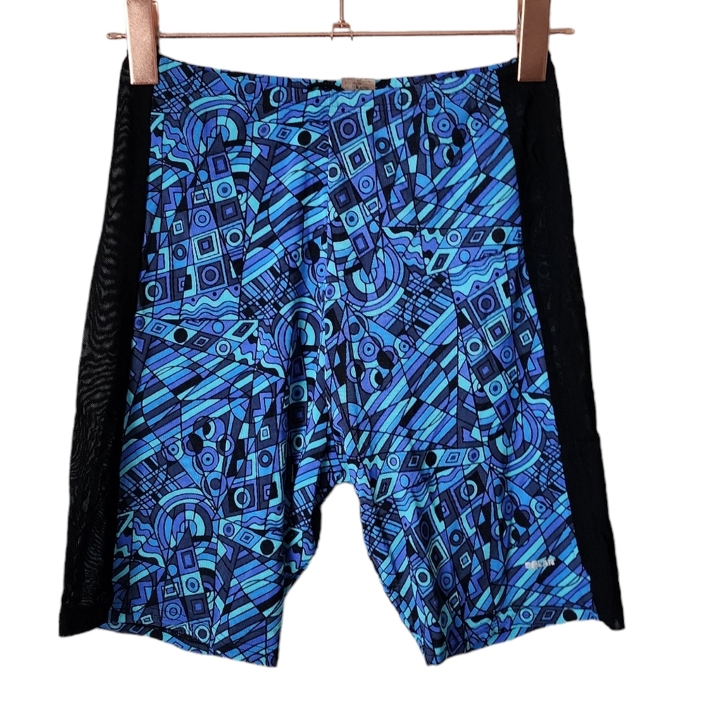 SOLAR x VINTAGE nylon mesh shorts in blue‎ black size 10